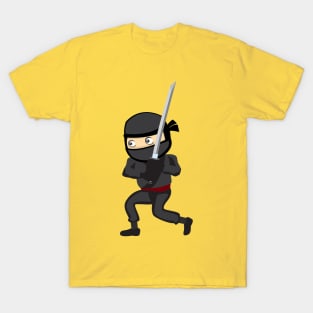 Cute Kawaii Ninja Warrior with Samurai Sword T-Shirt